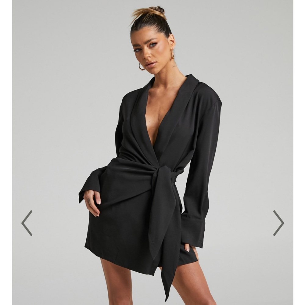 Showpo Black Wrap Mini Dress